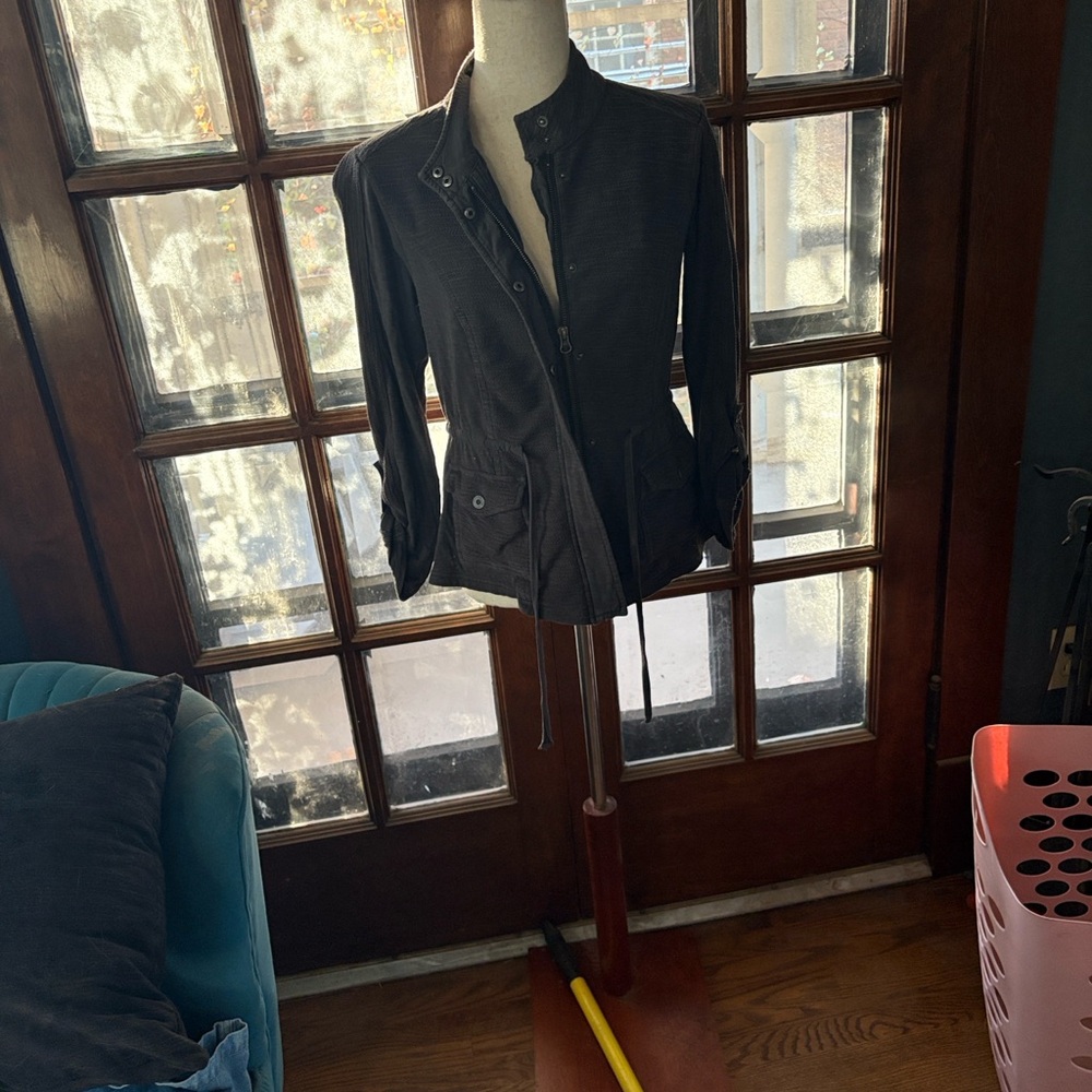 Anthropologie Saturday Sunday Dark Gray Cotton Textured Jacket - Picture 5 of 13